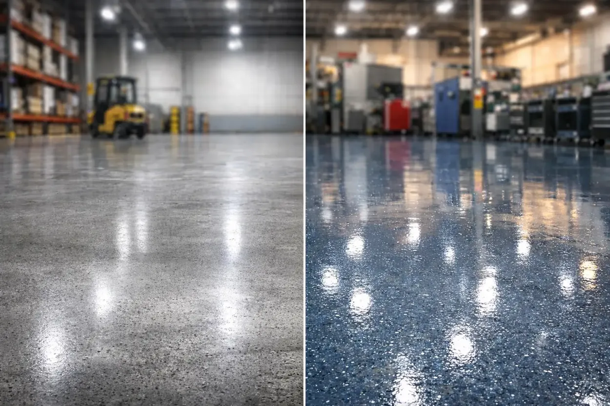 Epoxy vs Polished Concrete Epoxy vs Polished Concrete