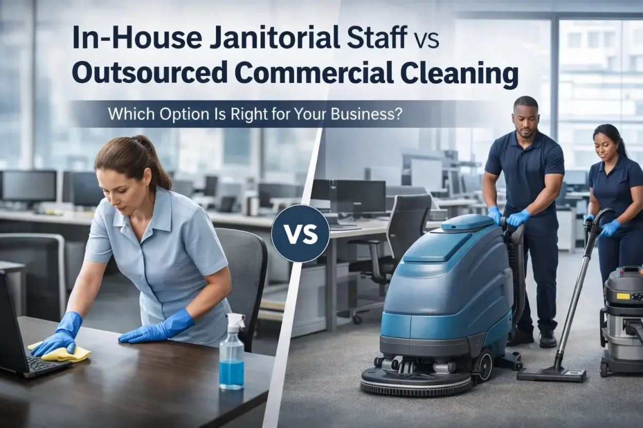 In-House Janitorial Staff vs Outsourced Commercial Cleaning In-House Janitorial Staff vs Outsourced Commercial Cleaning